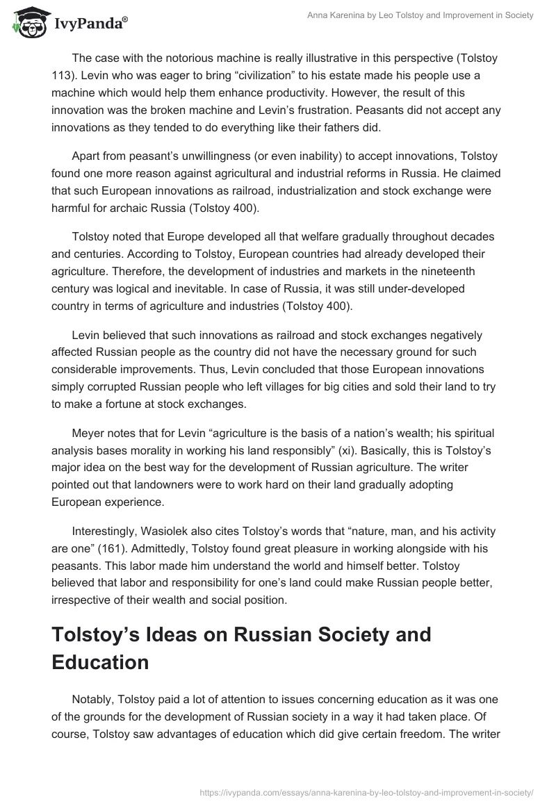 Anna Karenina by Leo Tolstoy and Improvement in Society. Page 3