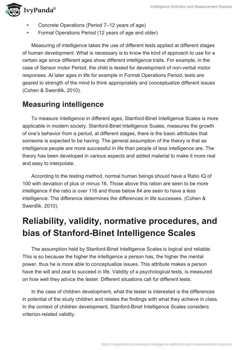 Intelligence Definition and Measurement Aspects. Page 2