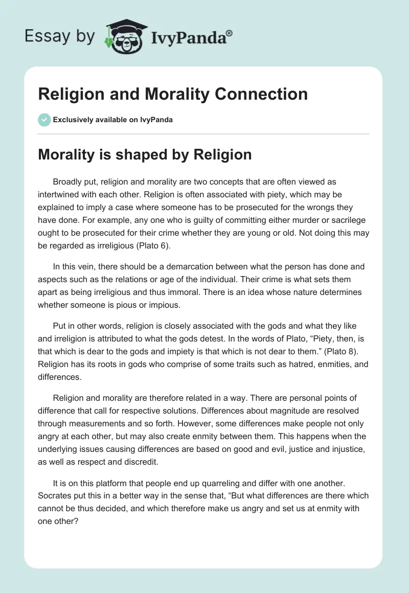 Religion and Morality Connection. Page 1