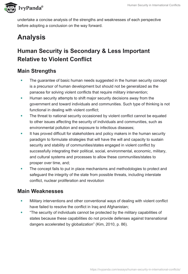 Human Security in International Conflicts. Page 2