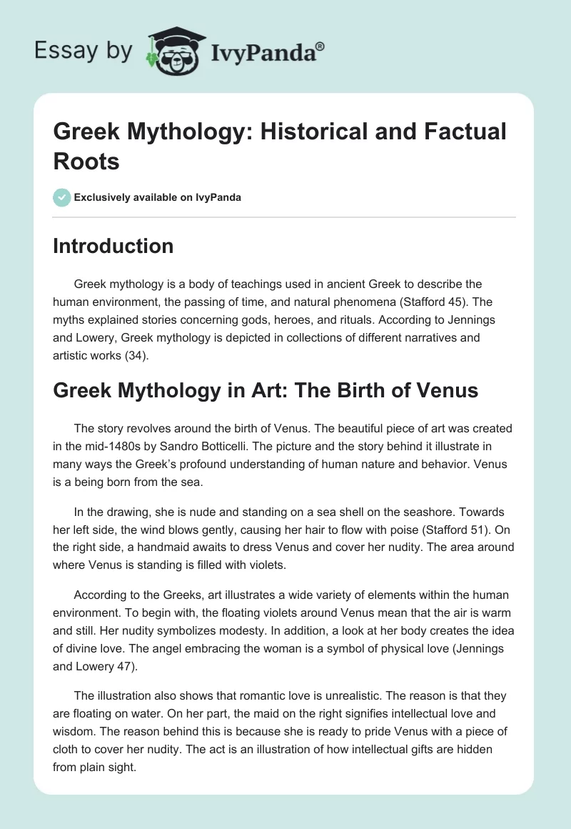 Greek Mythology: Historical and Factual Roots. Page 1