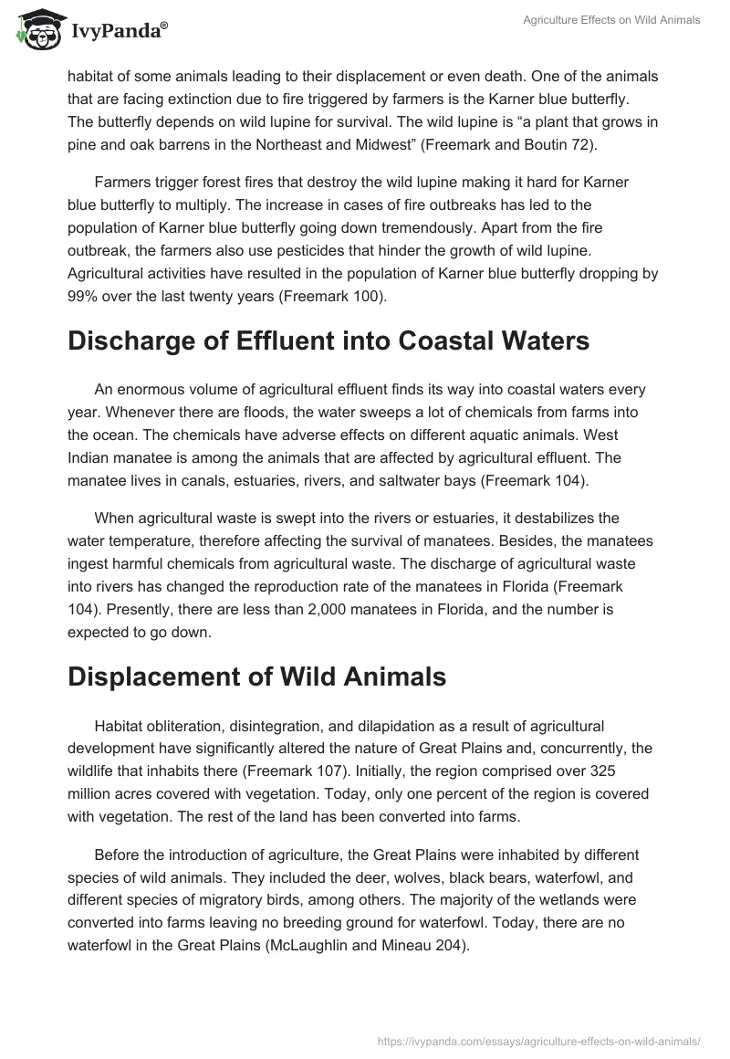Agriculture Effects on Wild Animals. Page 2