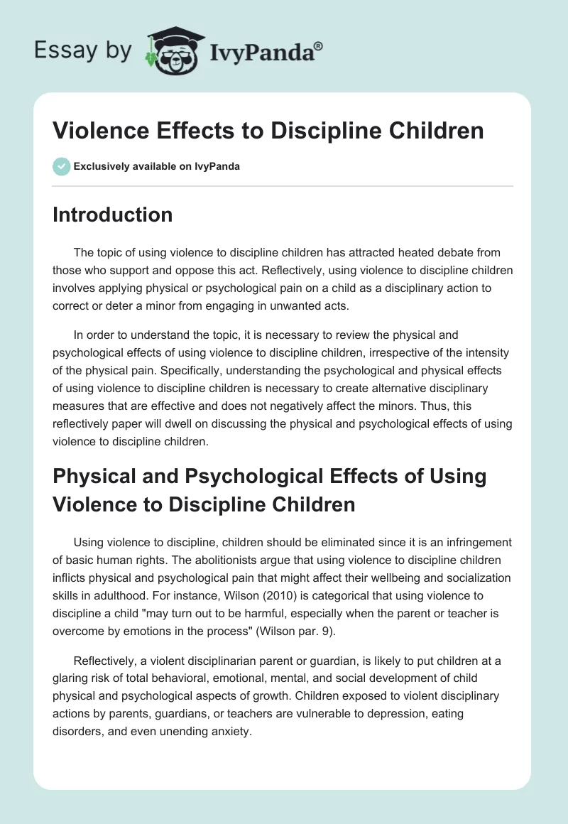 Violence Effects to Discipline Children. Page 1