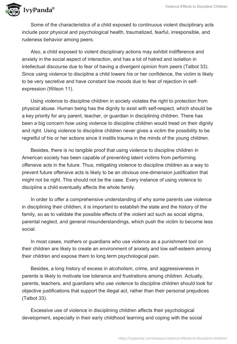 Violence Effects to Discipline Children. Page 2