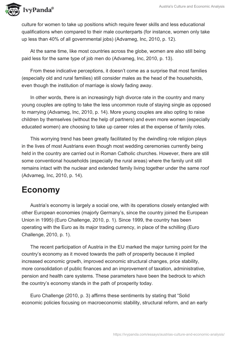 Austria's Culture and Economic Analysis. Page 4