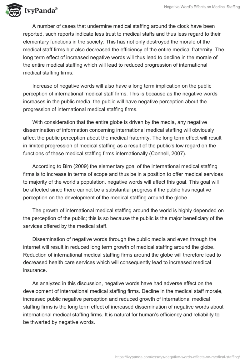 Negative Word's Effects on Medical Staffing. Page 2