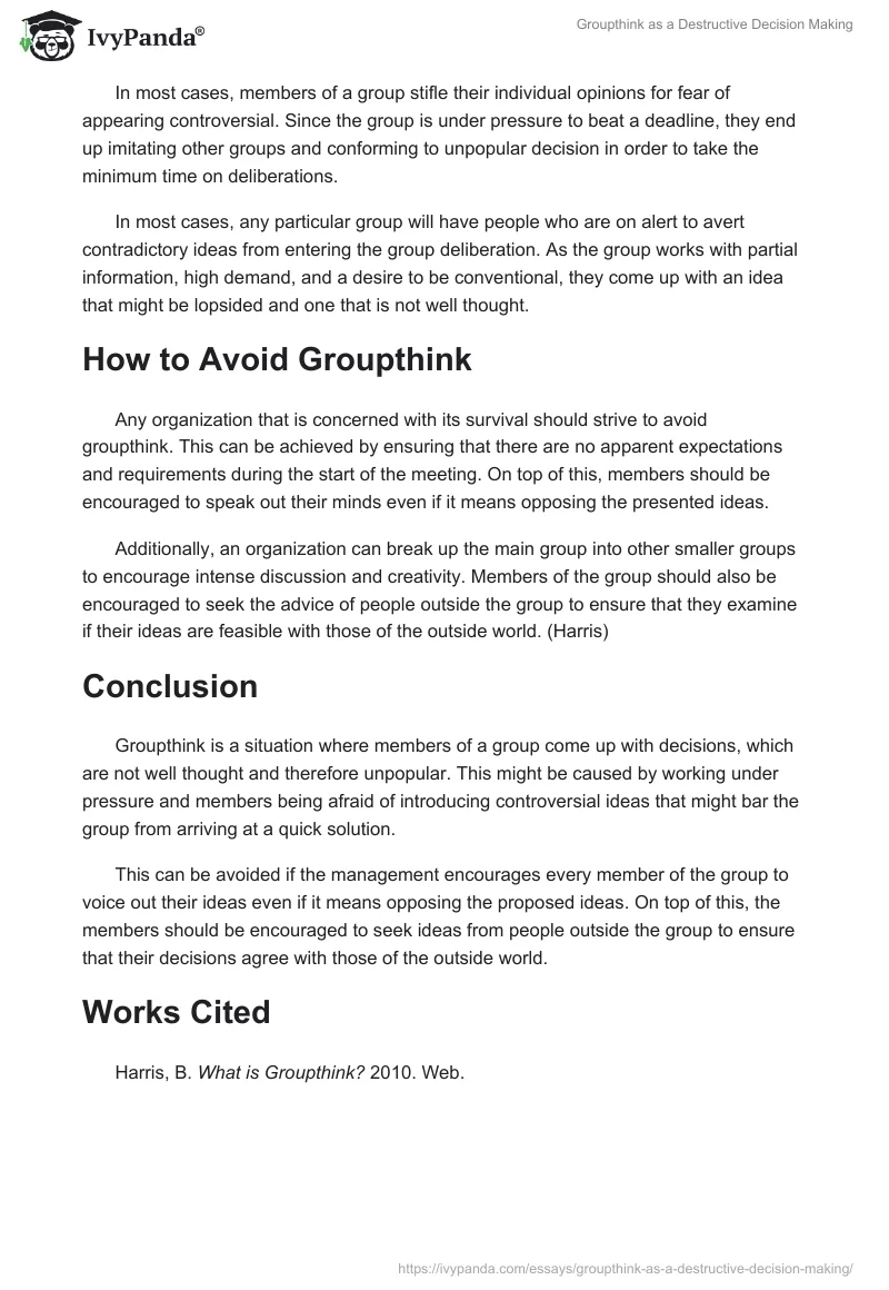 Groupthink as a Destructive Decision Making. Page 2