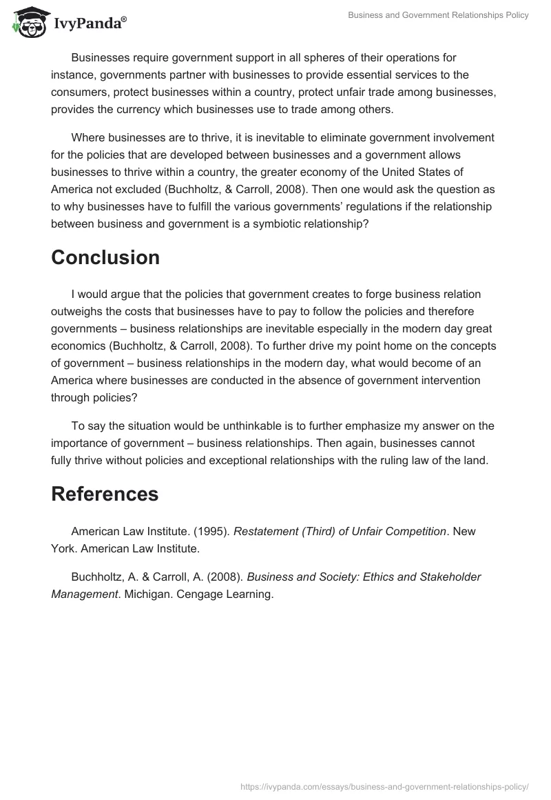 Business and Government Relationships Policy. Page 3