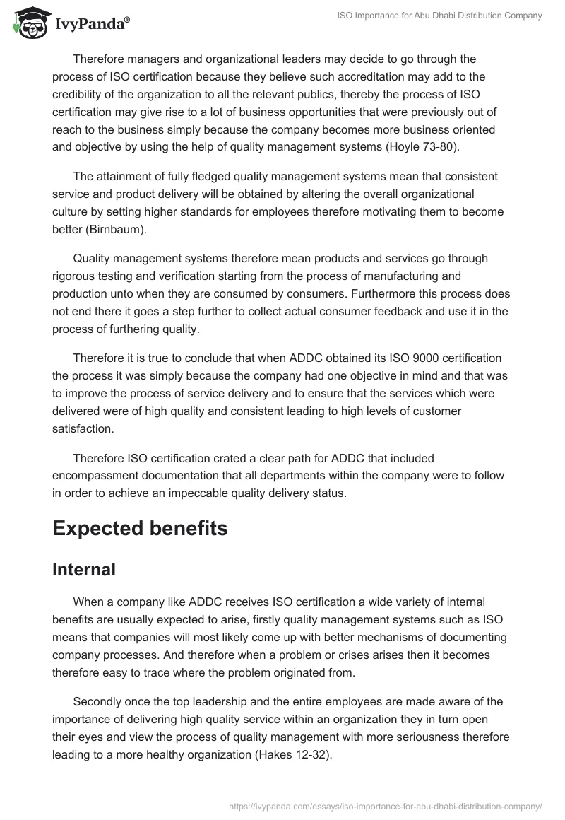 ISO Importance for Abu Dhabi Distribution Company. Page 3