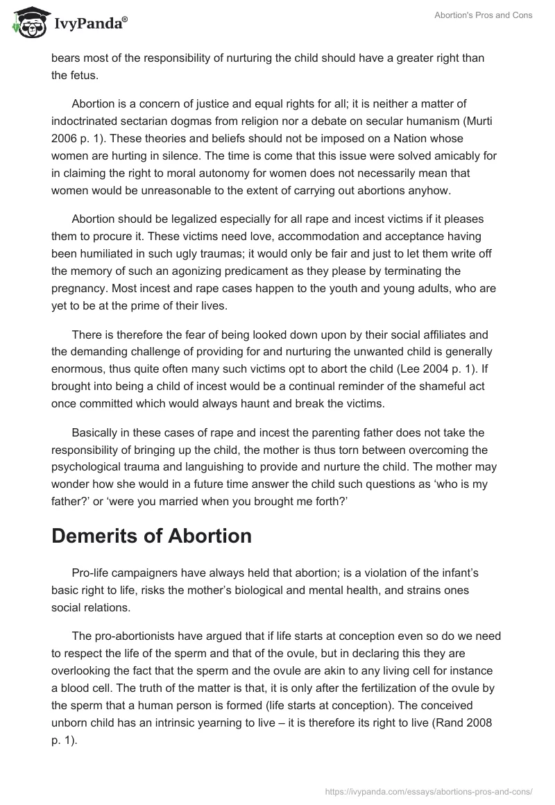 Abortion's Pros and Cons. Page 3