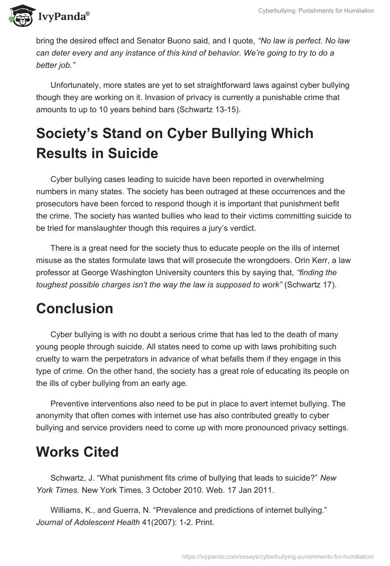 Cyberbullying: Punishments for Humiliation. Page 2