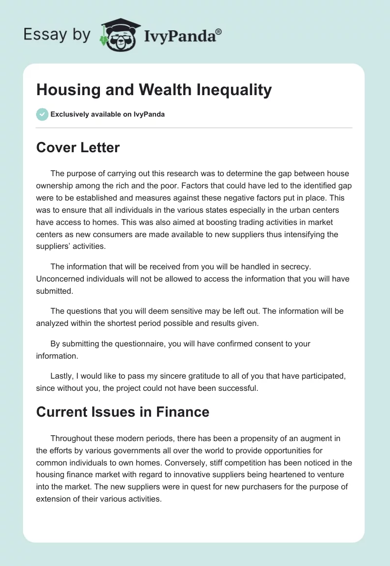 Housing and Wealth Inequality. Page 1