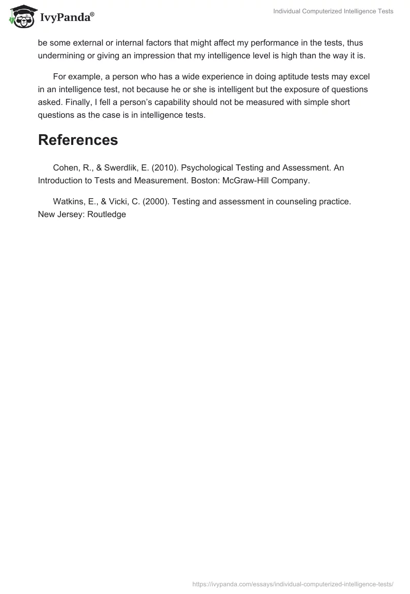 Individual Computerized Intelligence Tests. Page 2