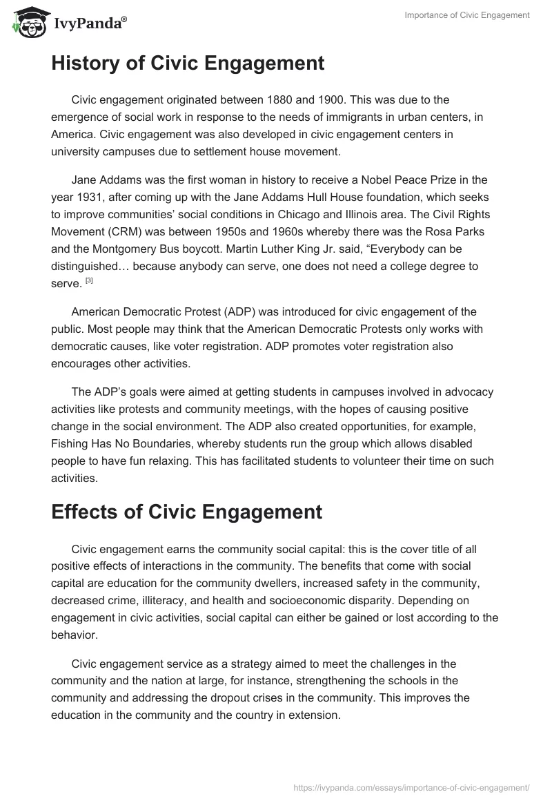 Importance of Civic Engagement. Page 2
