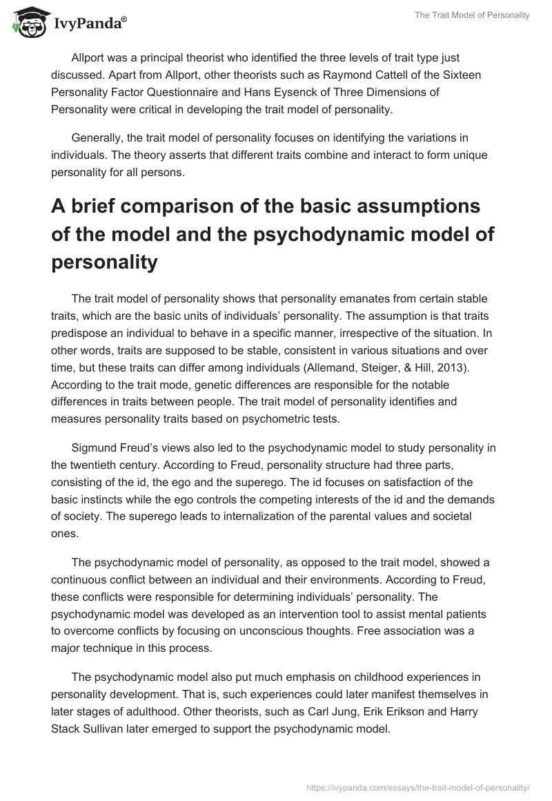 The Trait Model of Personality. Page 2