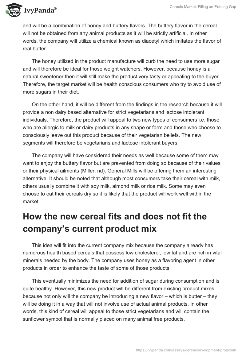 Cereals Market: Filling an Existing Gap. Page 2