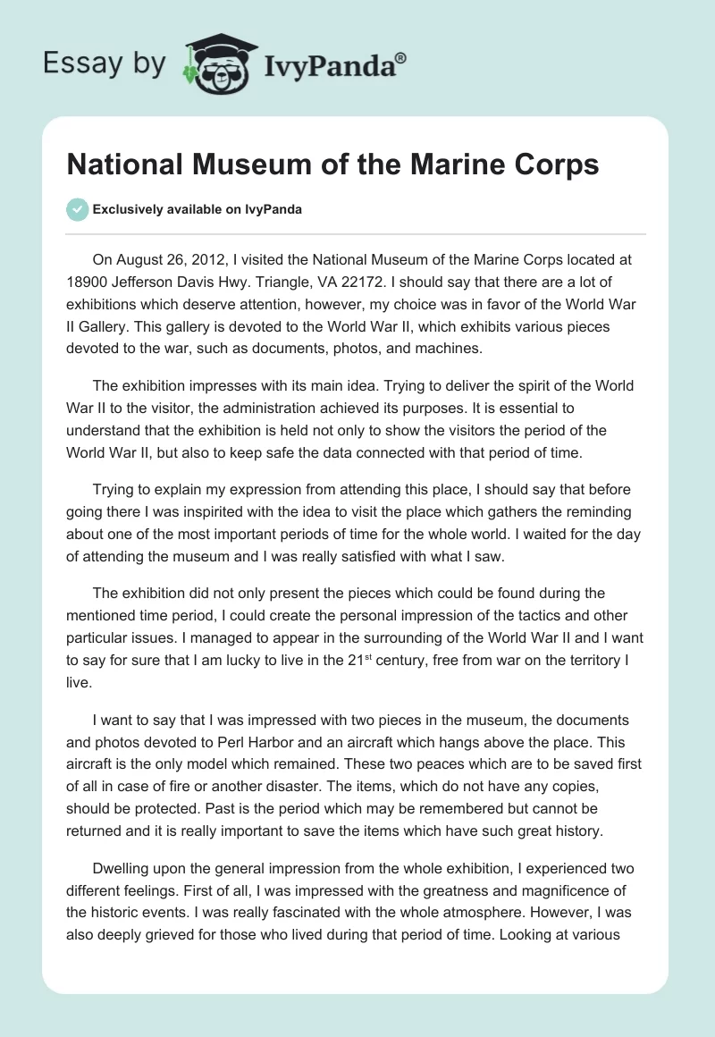 National Museum of the Marine Corps. Page 1