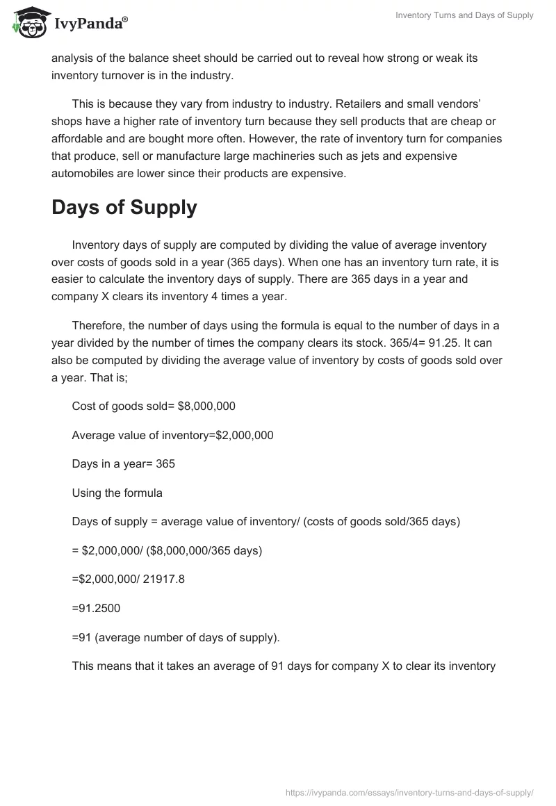 Inventory Turns and Days of Supply. Page 2