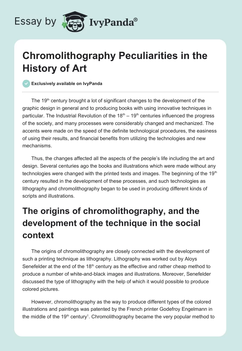 Chromolithography Peculiarities in the History of Art. Page 1