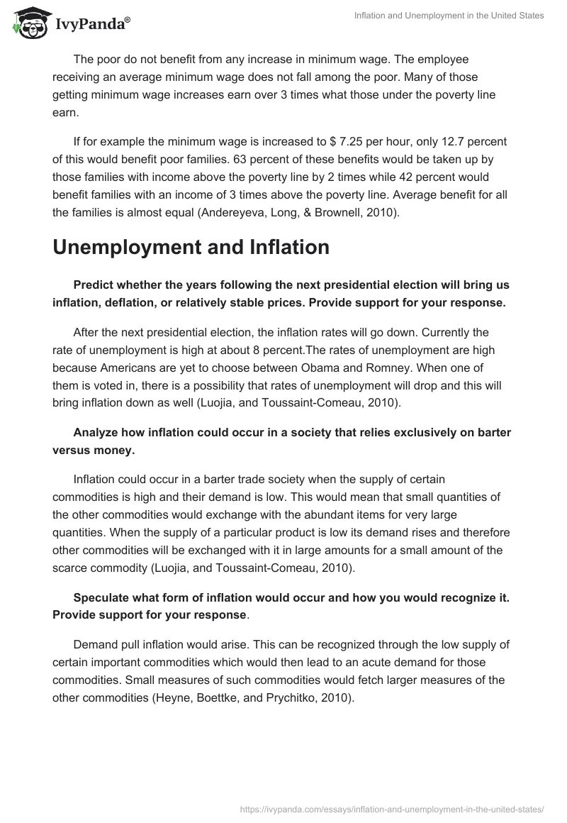 Inflation and Unemployment in the United States. Page 2