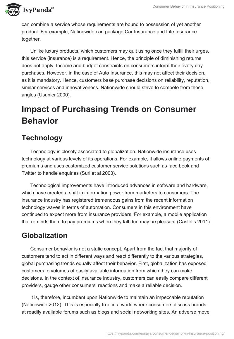 Consumer Behavior in Insurance Positioning. Page 2