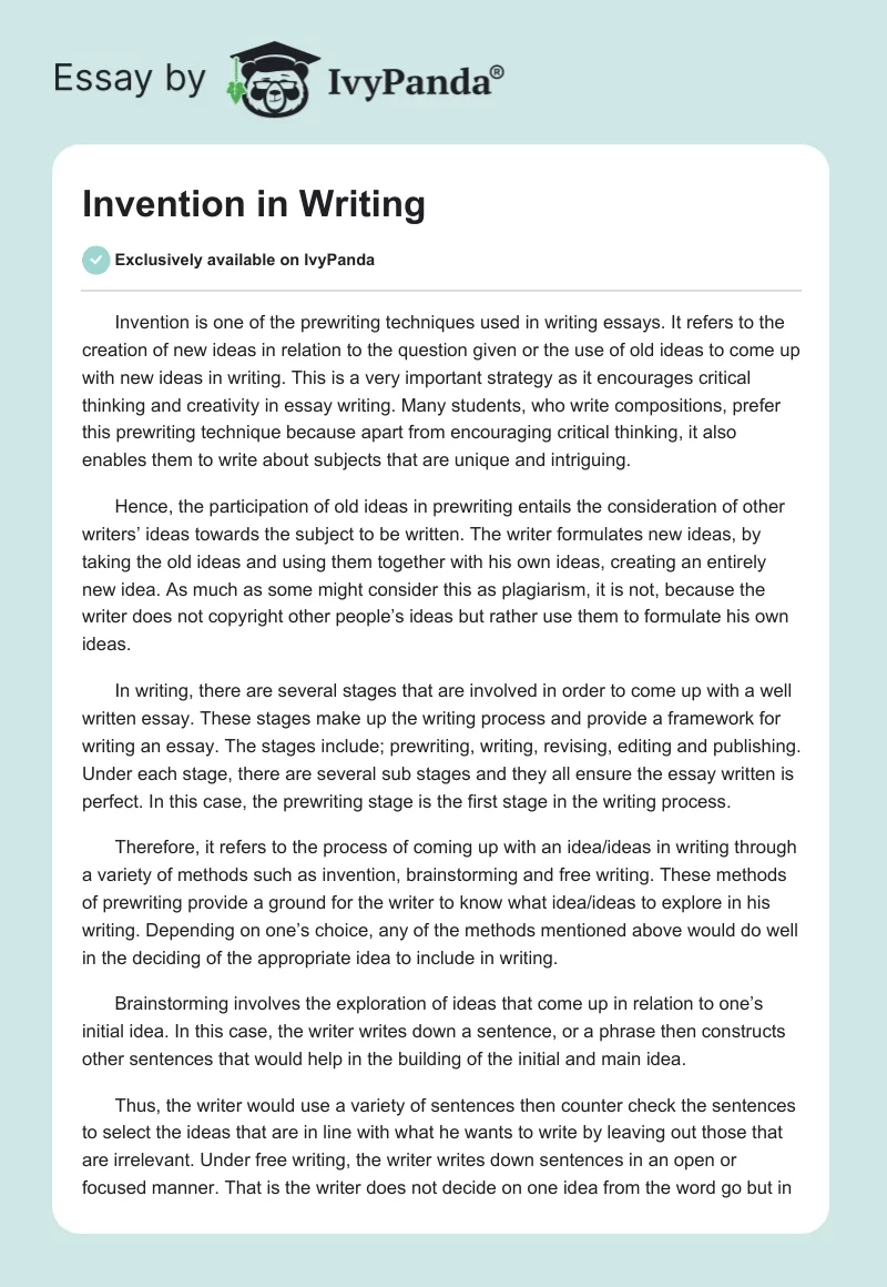 Invention in Writing. Page 1
