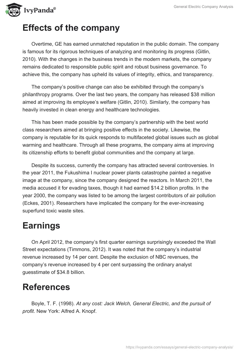 General Electric Company Analysis. Page 2