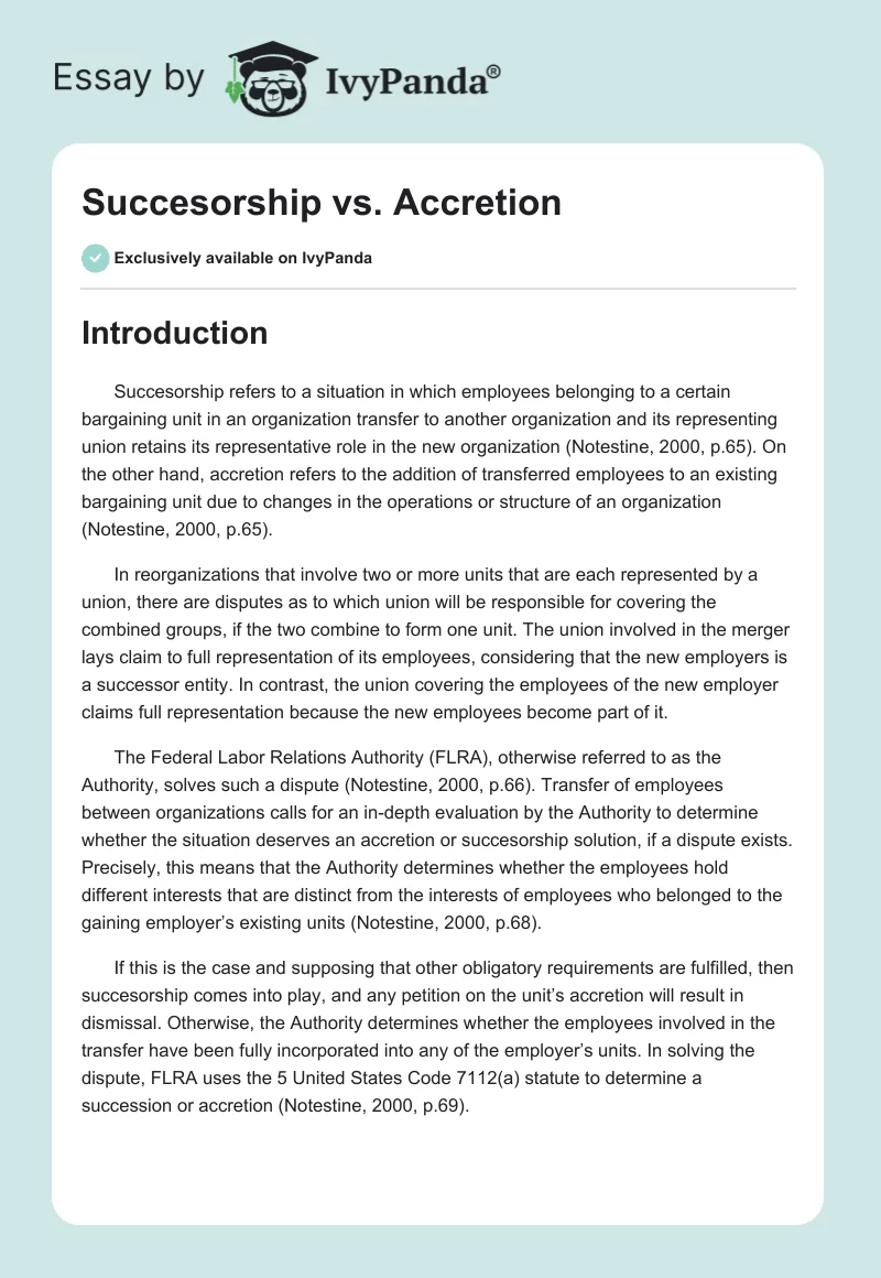 Succesorship vs. Accretion. Page 1