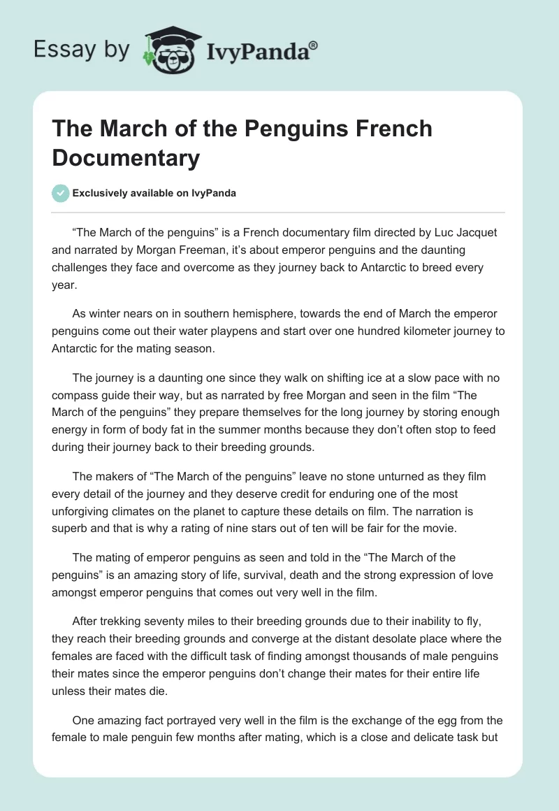 The March of the Penguins French Documentary. Page 1