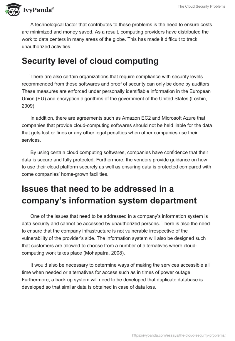 The Cloud Security Problems. Page 2