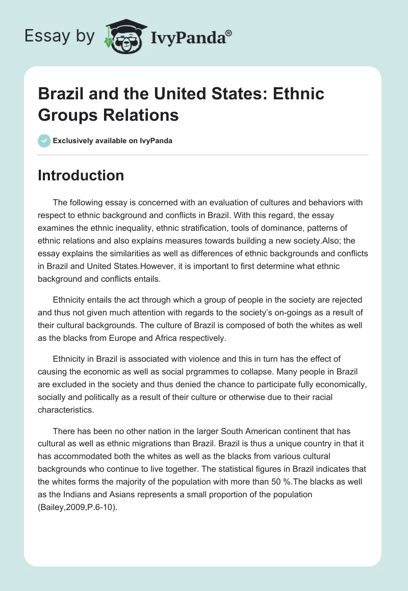 Brazil and the United States: Ethnic Groups Relations. Page 1