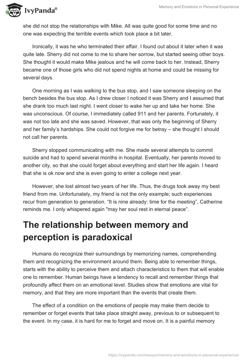 Memory and Emotions in Personal Experience. Page 3