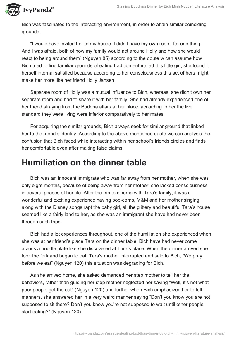 Stealing Buddha's Dinner by Bich Minh Nguyen Literature Analysis. Page 2