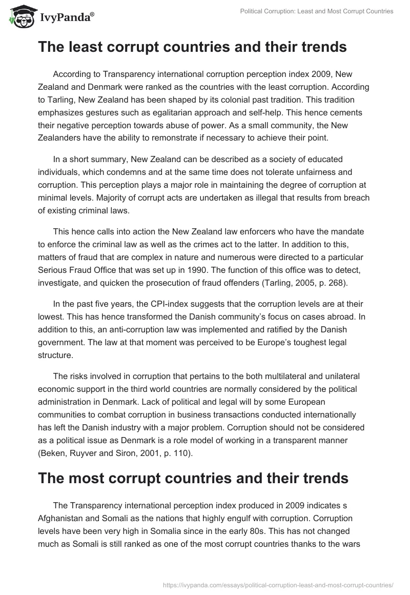 Political Corruption: Least and Most Corrupt Countries. Page 2