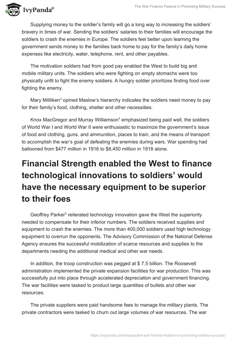 The War Finance Feature in Promoting Military Success. Page 2