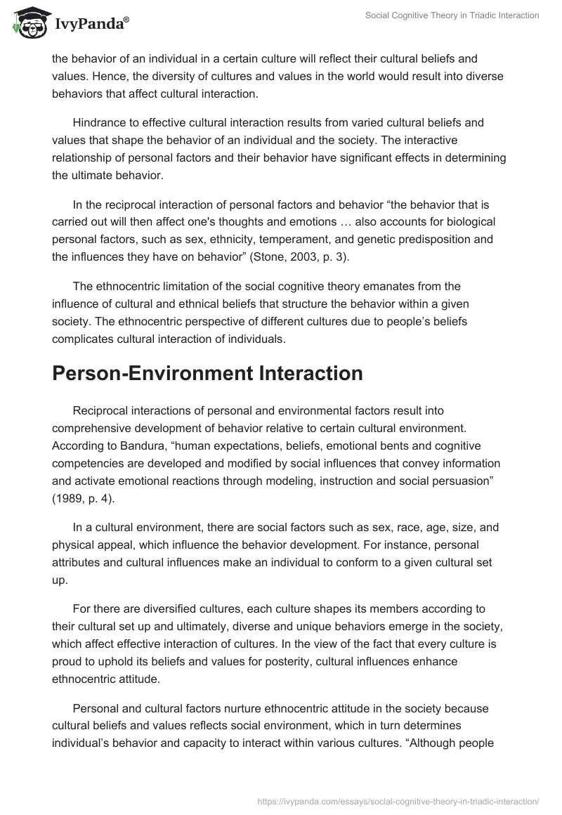 Social Cognitive Theory in Triadic Interaction. Page 2