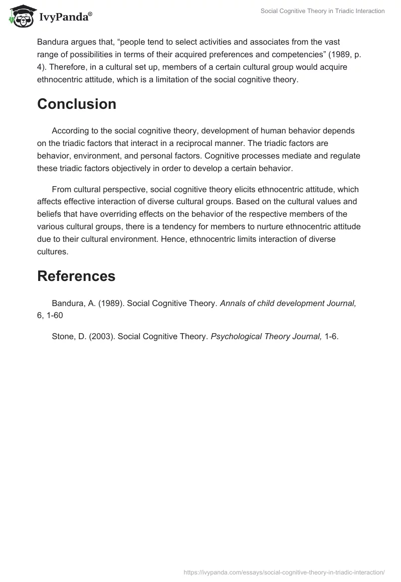 Social Cognitive Theory in Triadic Interaction. Page 4