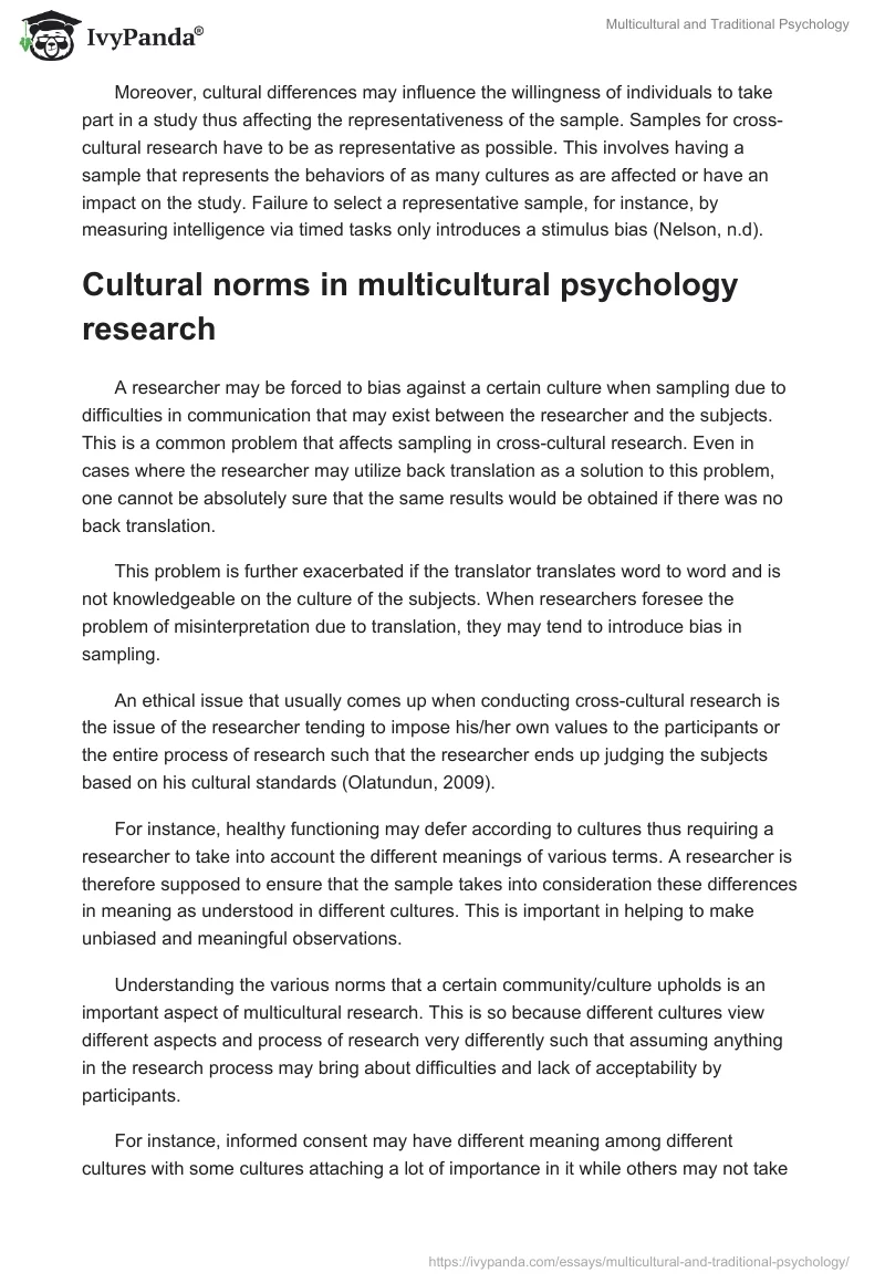 Multicultural and Traditional Psychology. Page 2