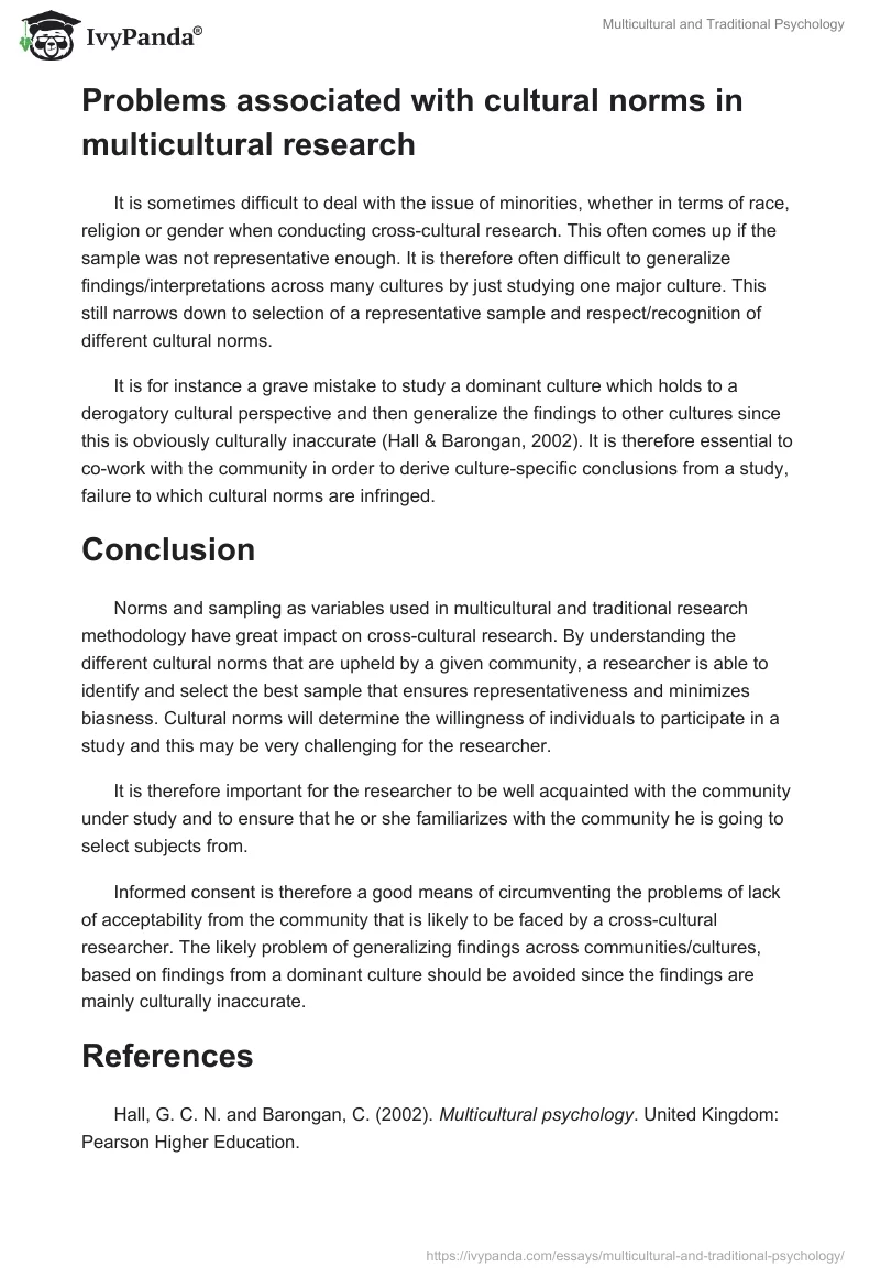 Multicultural and Traditional Psychology. Page 4
