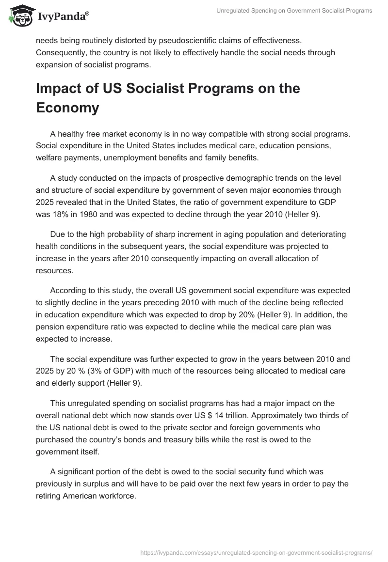 Unregulated Spending on Government Socialist Programs. Page 3