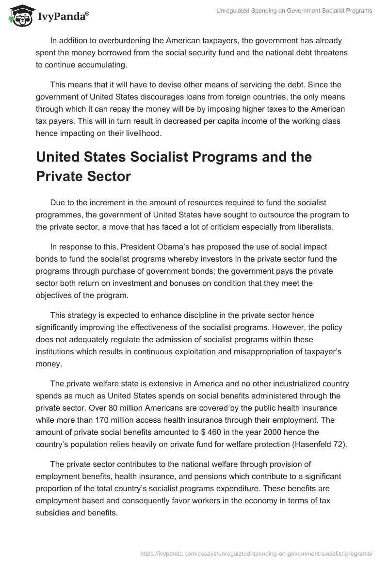 Unregulated Spending on Government Socialist Programs. Page 4