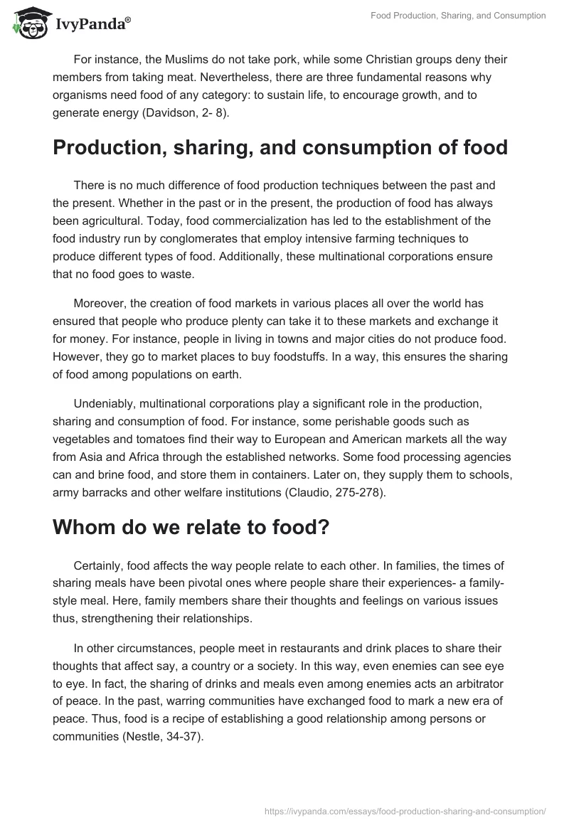 Food Production, Sharing, and Consumption. Page 2