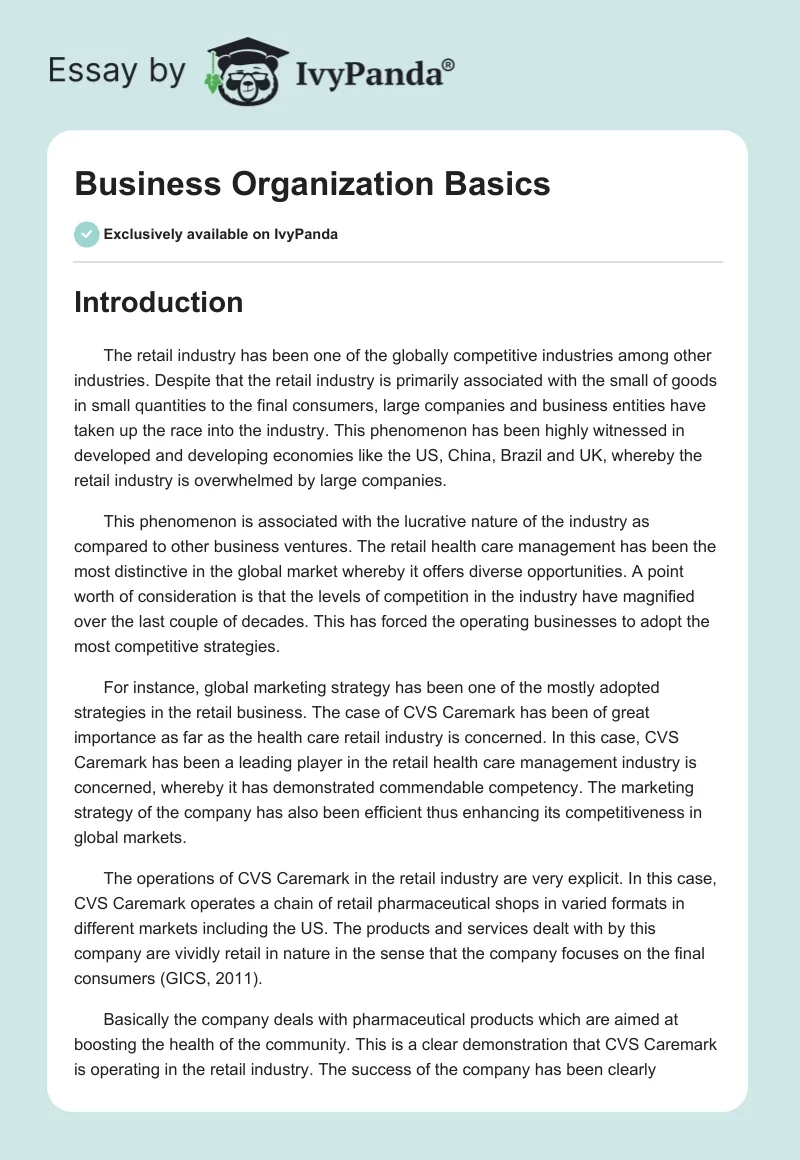 Business Organization Basics. Page 1