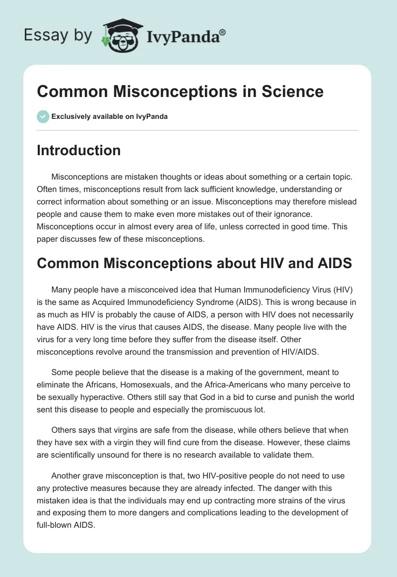 Common Misconceptions in Science. Page 1