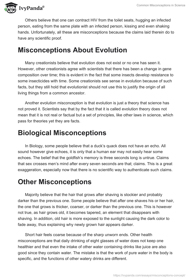 Common Misconceptions in Science. Page 2