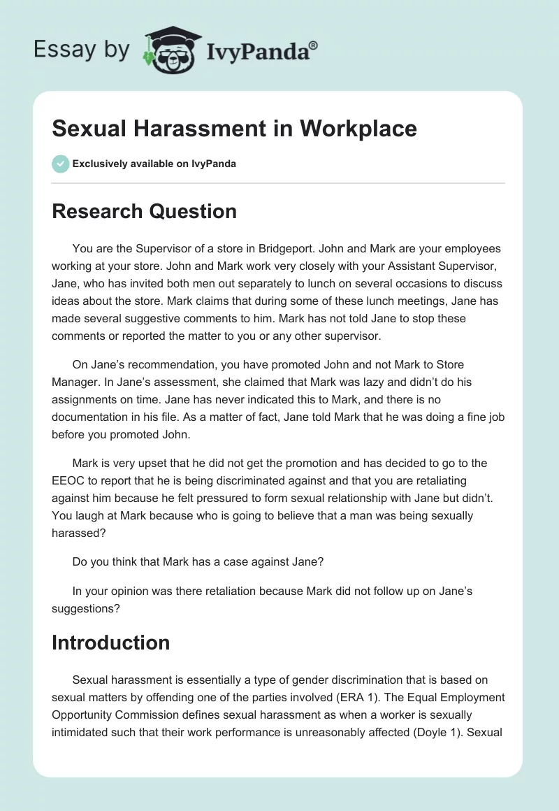 Sexual Harassment in Workplace. Page 1