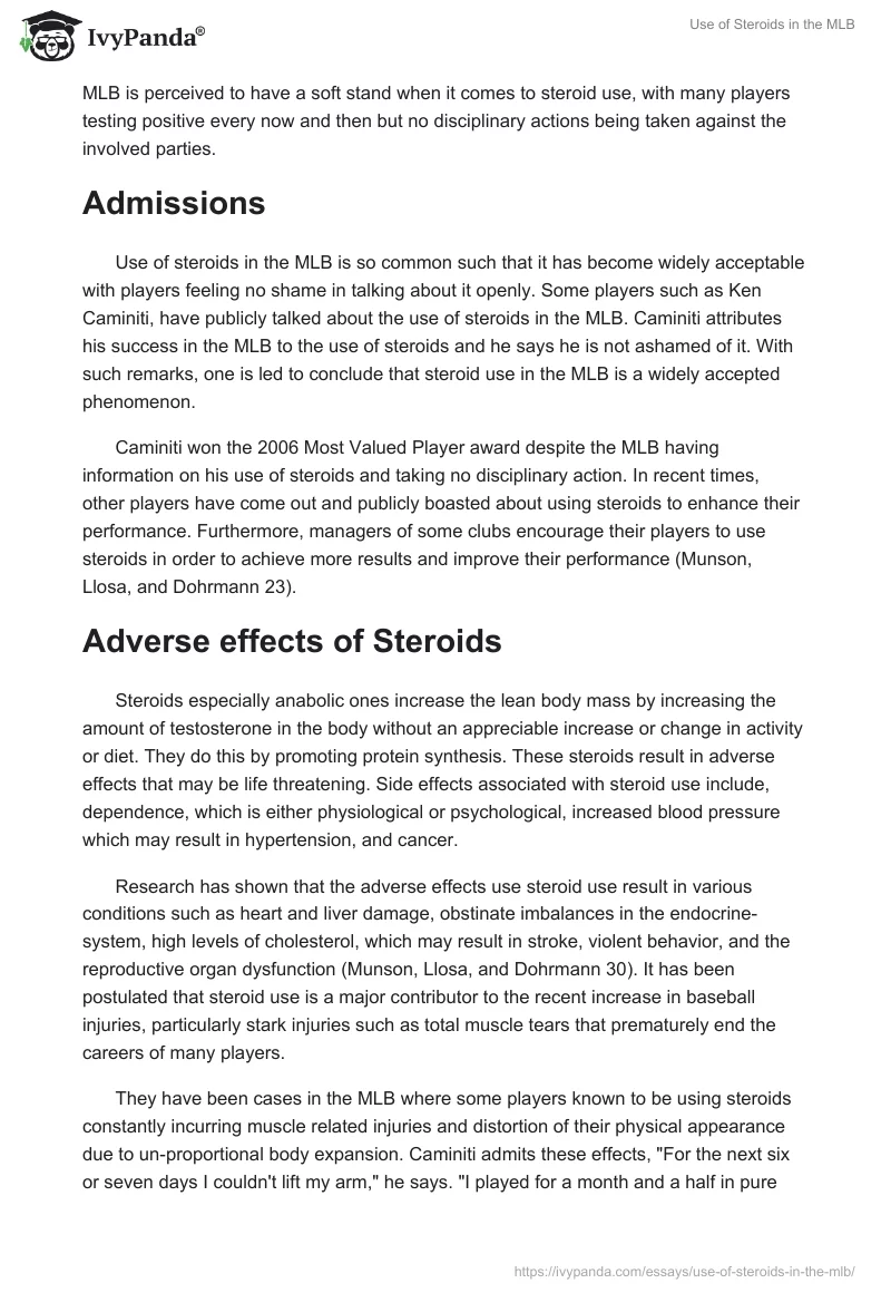 Use of Steroids in the MLB. Page 2
