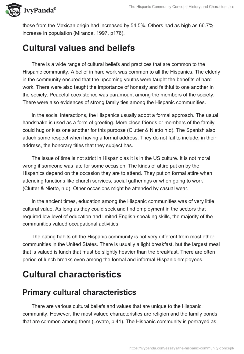 The Hispanic Community Concept: History and Characteristics. Page 3