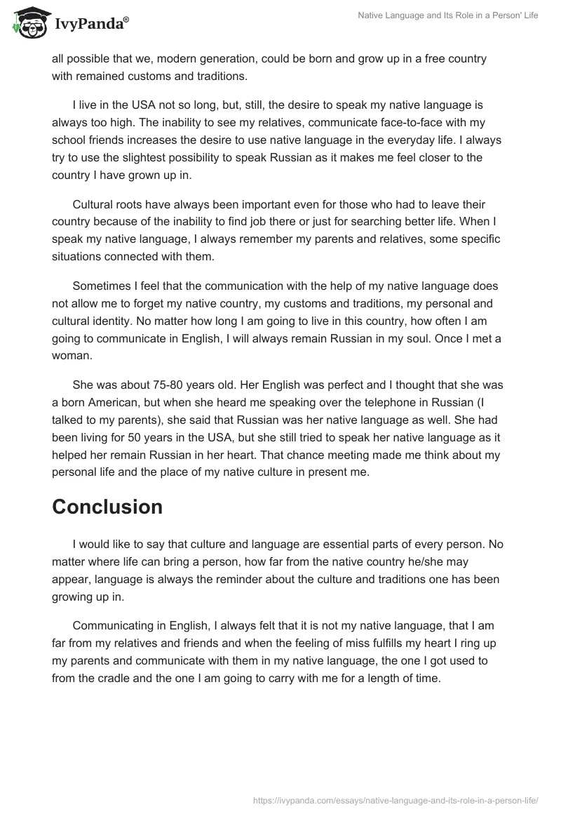 Native Language and Its Role in a Person' Life. Page 3