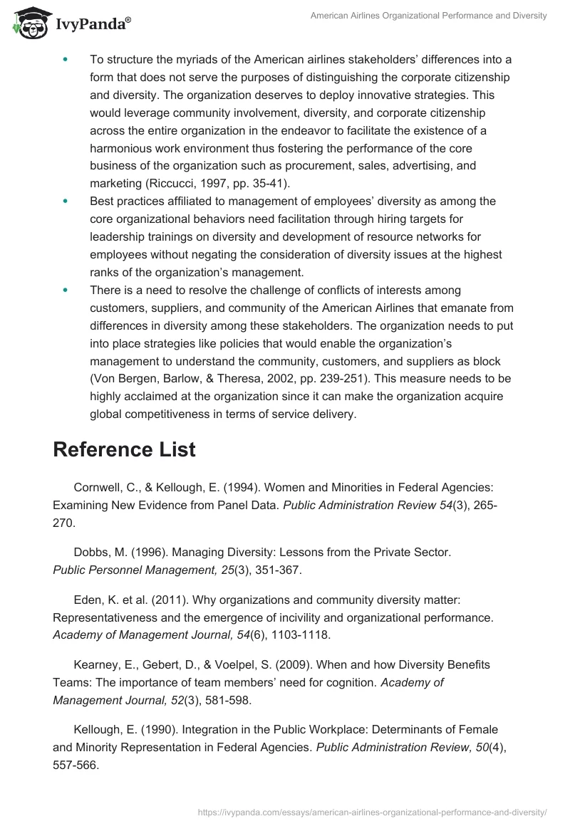 American Airlines Organizational Performance and Diversity. Page 4